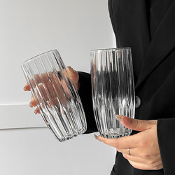 Korean-Style ins Curved Concave Line Cup, Unique and Niche Glass Drinking Cup for Home and Office, High-Value Cup