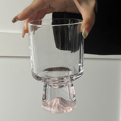 Pink Mountain Glass Cup, High-End Niche Creative Tall Drink Cup, Coffee Cup, Cone Cup, Wine Glass
