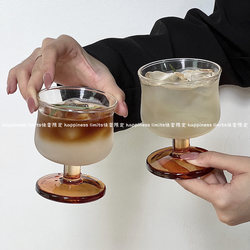 Niche Retro Low-Footed Waist-Cinching Glass Cup ins Style American Coffee Cup Special Drink Cup Cold Drink Cup Juice Cup