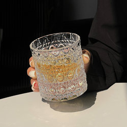 Gemstone Pattern Glass Cup ins Stylish and Beautiful Water Cup for Home Use, Suitable for Drinking Water, Coffee, Transparent Milk, Juice, and Other Beverages
