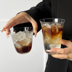 ins Wide-Mouth Iced American Latte Coffee Cup, Simple Tea Cup, Cocktail Cup, Transparent Glass Cup, Cold Drink Cup