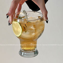 ins Wide-Mouth Glass Drink Cup, Cold Drink Cup, Beverage Breakfast Cup, Milk Tea Cup, Beer Cup, High Aesthetic Value for Summer