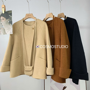 
Korea Dongdaemun short double-sided woolen woolen coat for women with small bag Korean style loose 2025 new style