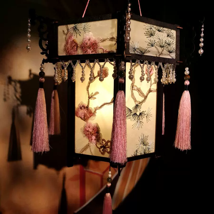 中秋节手提灯笼中国风仿六角古宫灯花灯汉服道具手工diy材料成品