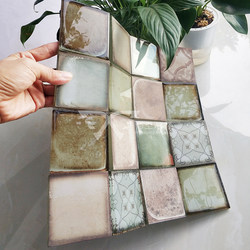 Nostalgic Retro High Temperature Inkjet Glass Mosaic Swimming Pool Fish Pond Tiles B&B Milk Tea Shop Decorative Wall Floor Tiles
