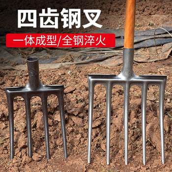 Ginger Ginger Steel Fork Radish Agricultural Potato Rakes
