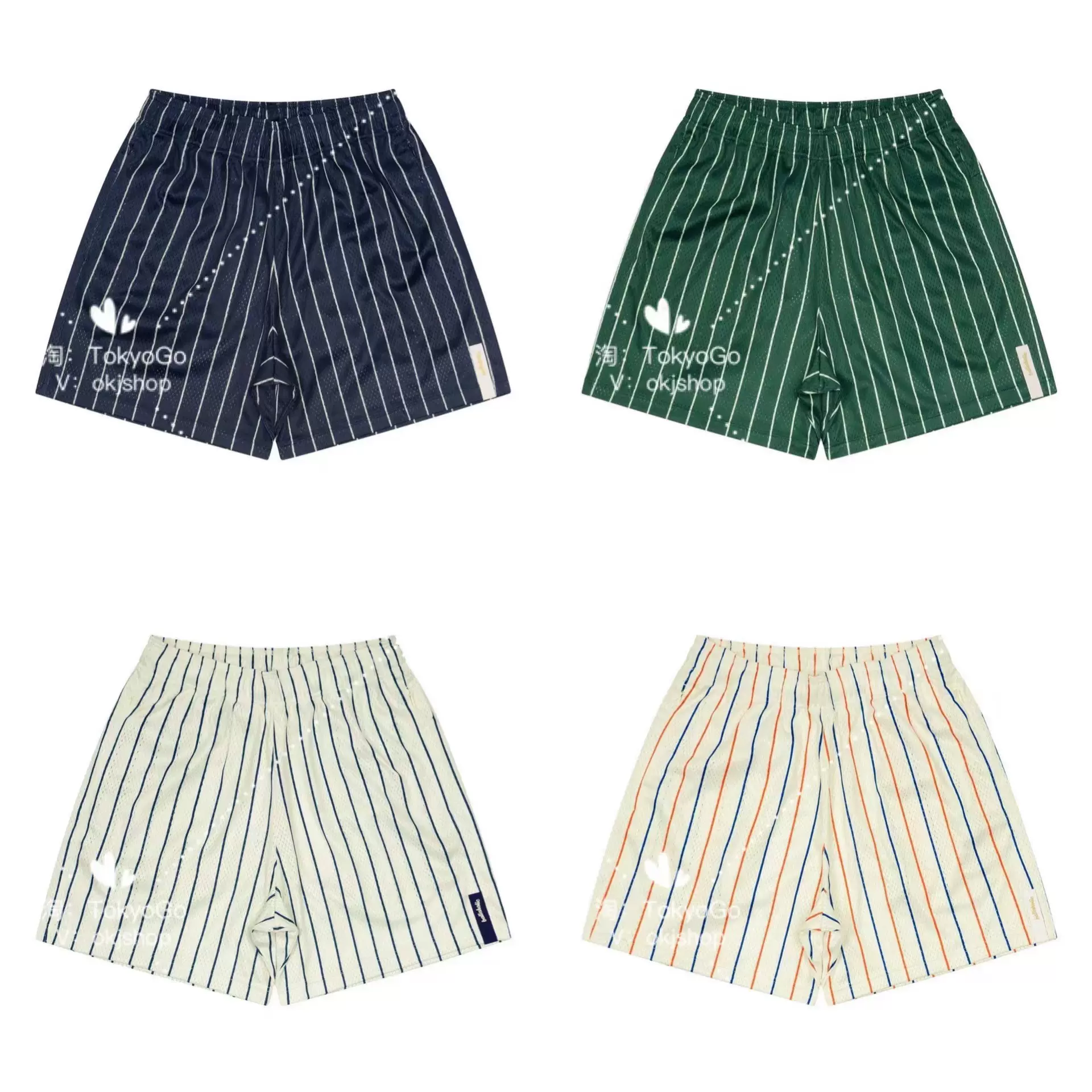 TokyoGo日本代购Ballaholic Stripe Mesh zip 条纹速干篮球短裤-Taobao