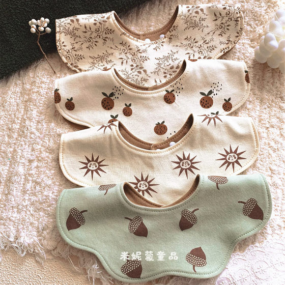 Korean version of baby bibble petal saliva towel pure cotton newborn anti-spray bib baby wears a scarf on both sides of the four seasons