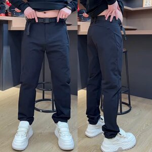 
Spring simple style belt buckle zipper pocket casual trousers men's versatile skin-friendly breathable straight pants for small feet