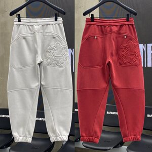 
Winter trendy brand letter embroidery plus velvet ankle sports pants for men, fashionable and versatile cold-proof and warm casual trousers