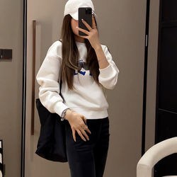 Korean Style Outfit for Petite Women, High-End and Super Pretty Short Sweatshirt for Women, New Winter Style with Puppy Print Top