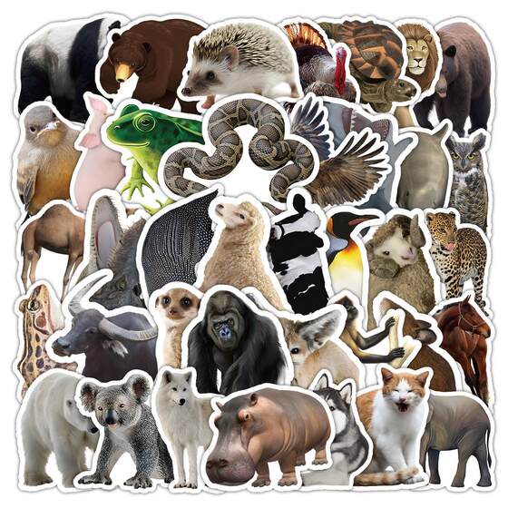 
50 realistic animal elephant zebra monkey stickers suitcase notebook mobile phone case stickers can be waterproof decoration