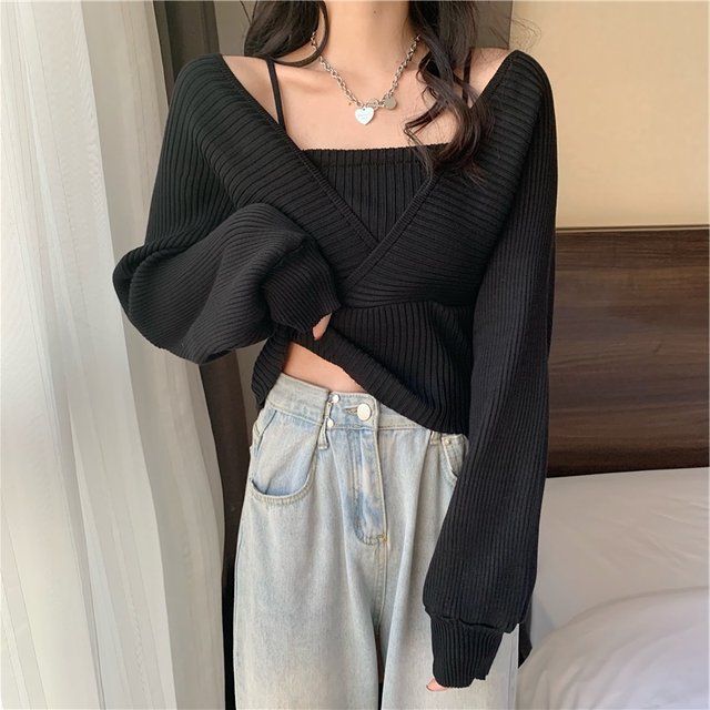 Plus size women's clothing for fat mm slimming inner bottoming sweater top autumn 2023 new fake two-piece long-sleeved sweater