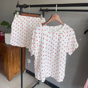 
Slightly processed cotton gauze pajamas for women spring and summer short-sleeved shorts thin section broken size home clothes special price pajamas set