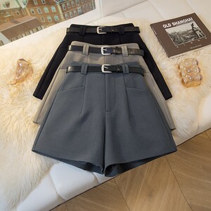 
Pocket casual suit shorts for women 2026 summer loose slimming high-waisted a-line wide-leg pants for outer wear versatile boot pants