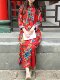 New Chinese retro disk buckle and improved cheongsam dress. Women's spring and autumn retro big flower cotton and linen ethnic style loose long skirt