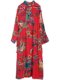 New Chinese retro disk buckle and improved cheongsam dress. Women's spring and autumn retro big flower cotton and linen ethnic style loose long skirt