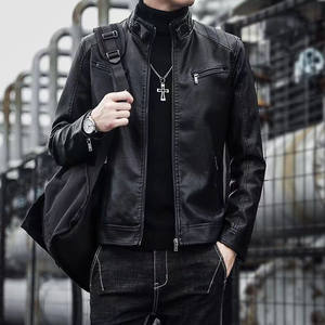 
Men's leather jacket new spring and autumn thin Korean style trendy and handsome motorcycle leather jacket autumn and winter velvet thickened men's jacket