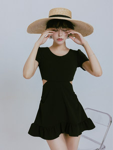 
Under the sunlight - W minor key one-piece belly-covering slimming skirt style conservative swimsuit swimsuit women 2021 new summer fairy style