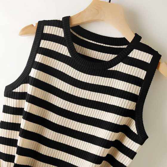 
Round neck loose striped camisole 2026 new Korean version summer versatile casual style women's sleeveless top trendy