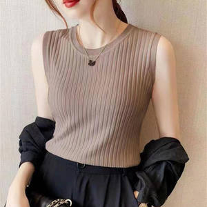 
Camisole women's 2026 spring and summer new slim fit sleeveless knitted bottoming shirt stretch round neck t-shirt inner top