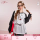 
SEENFAAN 2025 Summer New Loose Slim American V-neck Ragsleeves Short-sleeved T-shirt for Women