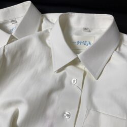 A Letter-Patterned Shirt with Milky White Stripes and Dark Patterns, Basic Loose-Fitting Long-Sleeved School-Style Jk Uniform Shirt