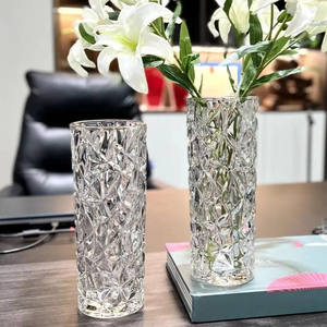 
Light luxury high-end transparent glass vase large flower arrangement water-raising rich bamboo special living room decoration ornaments flowers