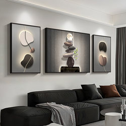 Modern Light Luxury Living Room Decorative Painting, High-End Black and White Gray Abstract Sofa Background Wall Hanging Painting, Triptych Sandstone Mural