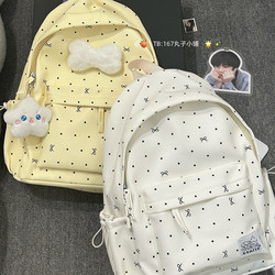 School Bag for Junior High School Girls, Girly Atmosphere, Polka Dots, Bow, Versatile, High-Looking, Female Student Backpack, High School
