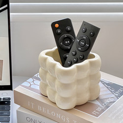 Cream-Colored Marshmallow Ceramic Tv Air Conditioner Remote Control Storage Box, Living Room Coffee Table, High-End Decorative Piece with a Sense of Sophistication