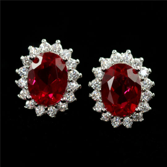 Natural Ruby Gemstone Cluster Earrings, Sterling Silver on sale Lady Diana Inspired Ruby Earrings, Genuine Ruby Earrings,