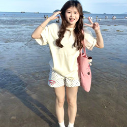 Pure Cotton Embroidered Polka Dot Casual Shorts for Women, Summer 2025 New High-Waisted Loose A-Line American Style Sports Wide-Leg Hot Pants