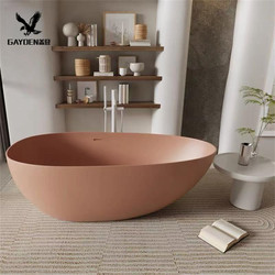 Goose Egg-Shaped Artificial Stone Bathtub, Freestanding Bathtub for Home Use, Hotel, Guesthouse, Double-Person, Couple, Trendy Bathroom Bathtub