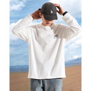 
Tangshi spring and autumn long-sleeved T-shirt men's pure cotton versatile white bottoming shirt casual loose inner top