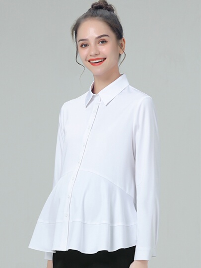 Camisa de maternidad He chengmei de manga larga, estilo polo