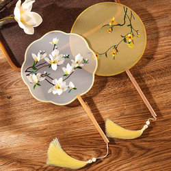 Round Fan, Summer Double-Sided Embroidery, Ancient Style Suzhou Embroidery, Hanfu, Cheongsam, Traditional Costume, Children's Chinese Style, Suzhou Dance Round Fan