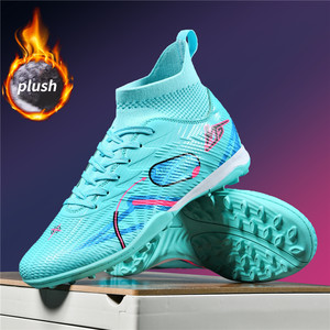 
Winter high-top football shoes plus velvet warm sneakers for primary school students broken nails youth long nails grass game training shoes