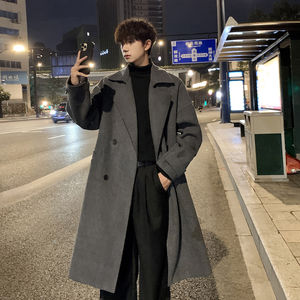 
[Boutique] New model launched 2026 spring men's Korean style plus velvet mid-length large lapel woolen coat