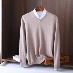 New cardigan men's round neck sweater Korean style thickened loose pullover large size solid color men's V-neck base knit