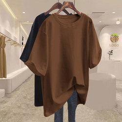 High-End Feel ins Niche Plus-Size for Chubby Girls 150kg Summer New Short-Sleeve T-Shirt Top Pure Cotton Base Shirt