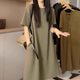 Extra large size 300Jin [Jin equals 0.5 kg] Summer 2025 new fashionable niche slim and loose women's maternity short-sleeved T-shirt dress
