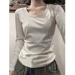 American-Style Autumn Long-Sleeve T-Shirt for Women, 2025 New Style, Slim Fit, Regular Shoulder, Autumn and Winter Slimming Base Shirt