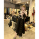 Avocadong black high -waisted skirt A -line long irregular long skirt design drawing half -bodies skirt