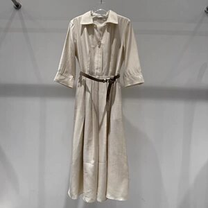 
A912 Yi series summer belt dress, slim and elegant solid color shirt long skirt