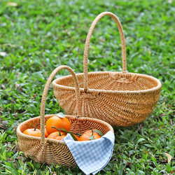 Kens Watermelon Basket Gift Imitation Rattan Shopping Basket Grocery Basket Fruit Strawberry Basket Picking Outdoor Picnic Basket