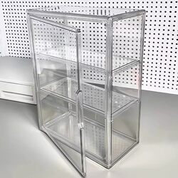 Desktop Storage Box, Small Cabinet, Bar Organizer, Display, Transparent Plastic Acrylic, Dustproof, Large Capacity, Grain, Figurine