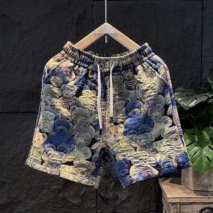
Bear printed shorts men's summer trendy brand loose casual slim beach pants personality versatile style five-point pants