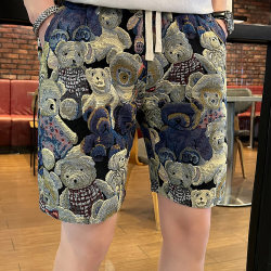 Men's trendy summer bear print shorts