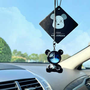 
Trendy Starry Sky Bear Car Rearview Mirror Pendant for Girls 2024 New Car Interior Decoration Car Aromatherapy Car Hanger